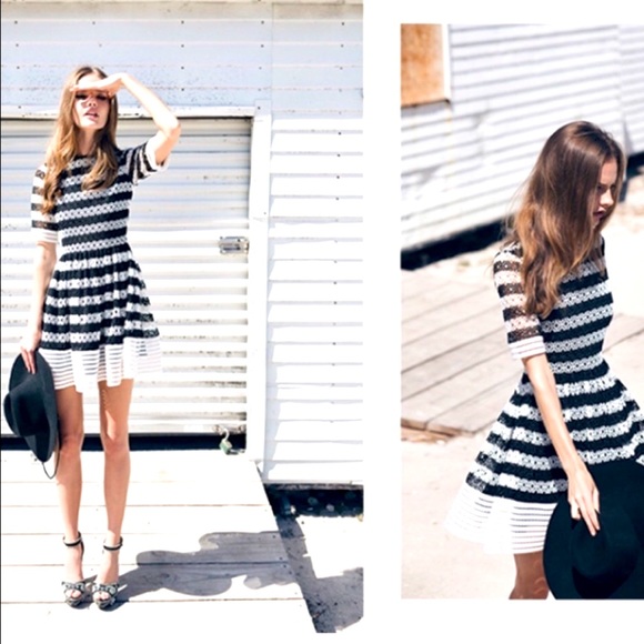 ALEXIS midi dress black white laced T-shirt dress bouffant prom formal casual - Picture 15 of 16